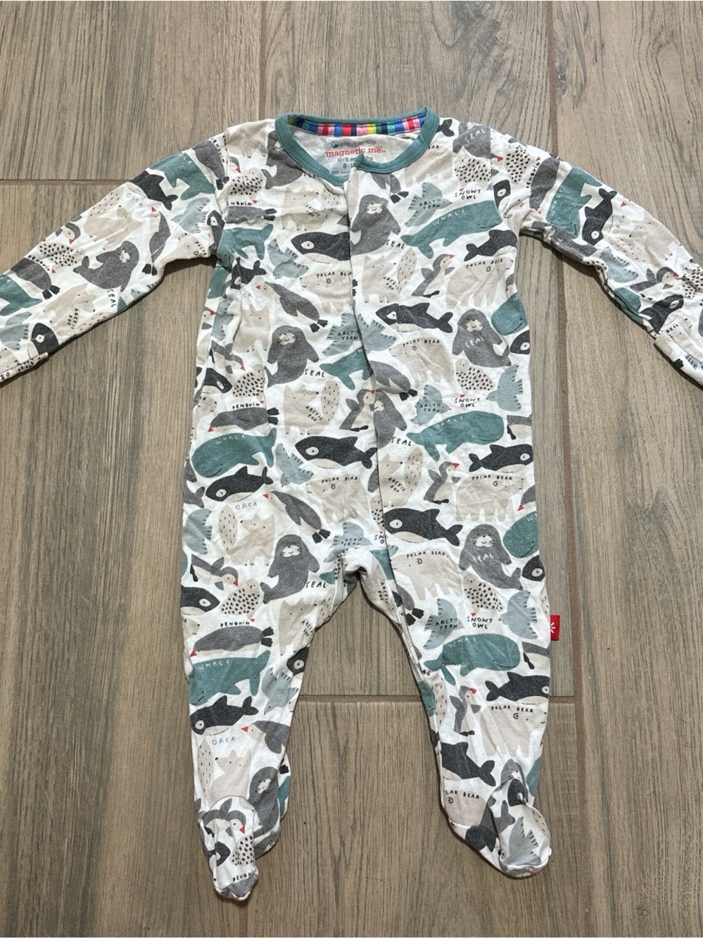 Magnetic Me Teal & Gray Ocean Animal Footed One-Piece 0-3 Months